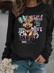 Damen Sweatshirt mit kreativem Hundedesign und inspirierendem Schriftzug
