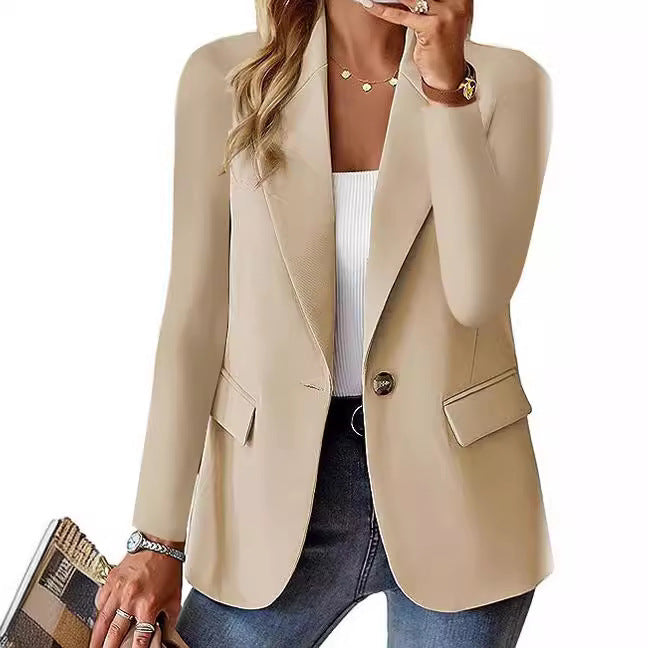 Damen Eleganter Casual Blazer mit modernen Taschen und dezentem Knopf Heidi-Mode