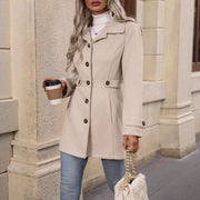 Damen eleganter Trenchcoat mit tailliertem Schnitt und Knopfdetails