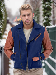 Herren elegante Bikerjacke mit kontrastierenden Ärmeln Aliams