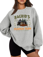 Damen Sweatshirt mit gemütlichem Rundhalsausschnitt und herbstlichem Kürbis-Motiv