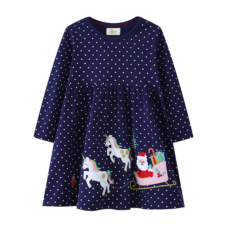 Mädchen Langarmkleid mit festlichem Einhorn-Motiv Drune