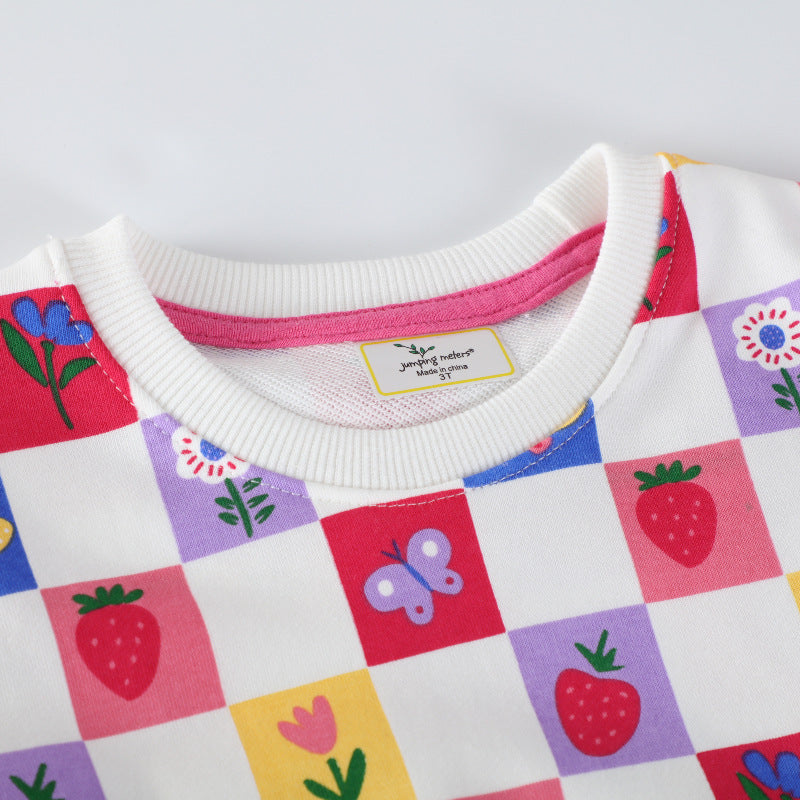 Mädchen Sweatshirt mit buntem Blumen- und Fruchtmuster Drune
