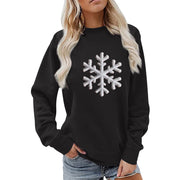 Damen Sweatshirt mit funkelndem Schneeflockenmotiv und lässigem Schnitt