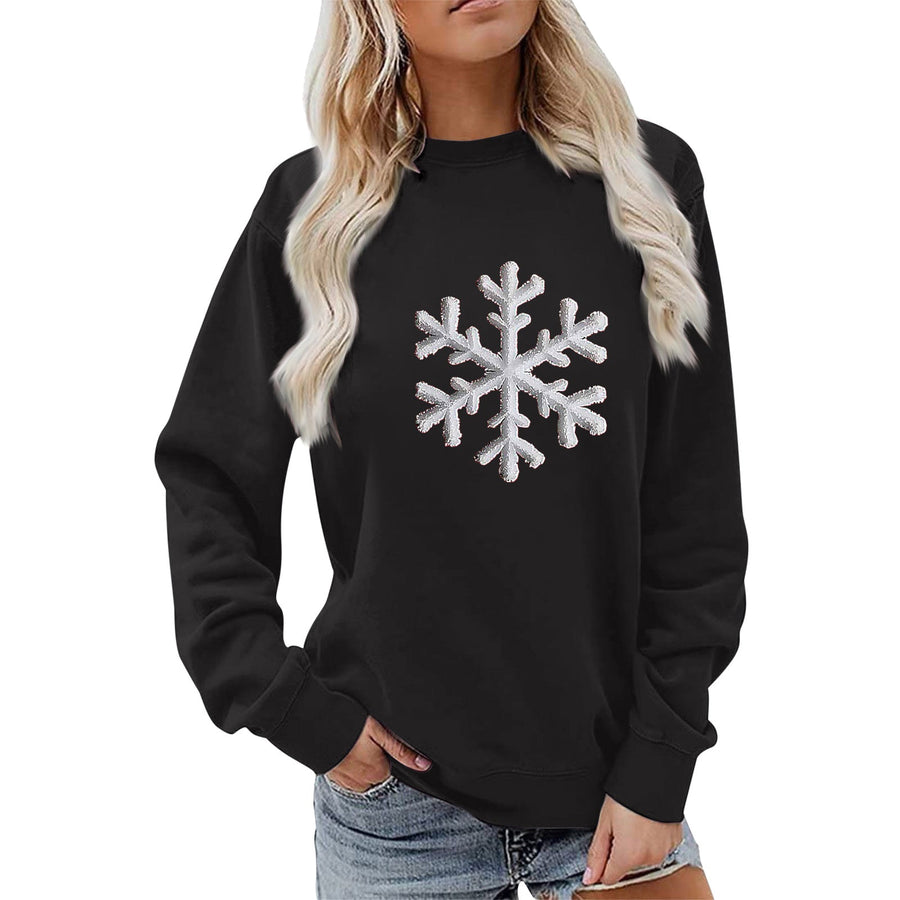 Damen Sweatshirt mit funkelndem Schneeflockenmotiv und lässigem Schnitt
