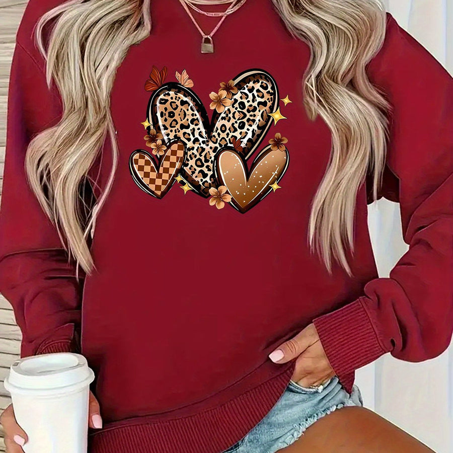 Damen Sweatshirt mit attraktiven Herzmotiven