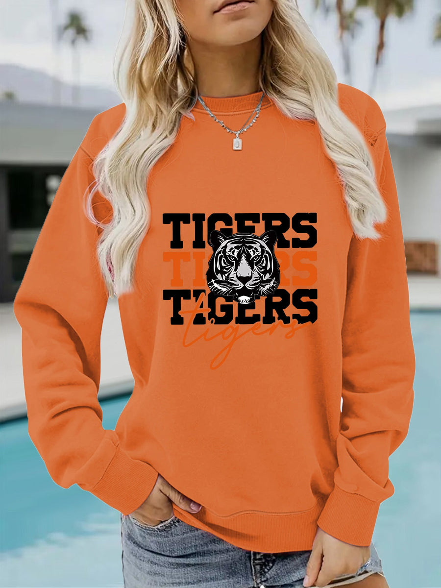 Damen Sweatshirt mit animalistischem Tiger-Design und lässigem Schnitt