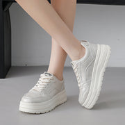 Damen Modische Chunky Sneakers mit elegantem Obermaterial und dämpfender Sohle