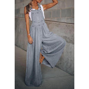 Damen-Latzhose aus Denim mit weitem Bein und verstellbaren Trägern
