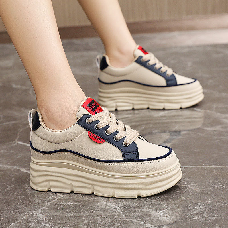 Damen Plattform Sneakers mit modischer Gummilaufsohle und atmungsaktivem Obermaterial