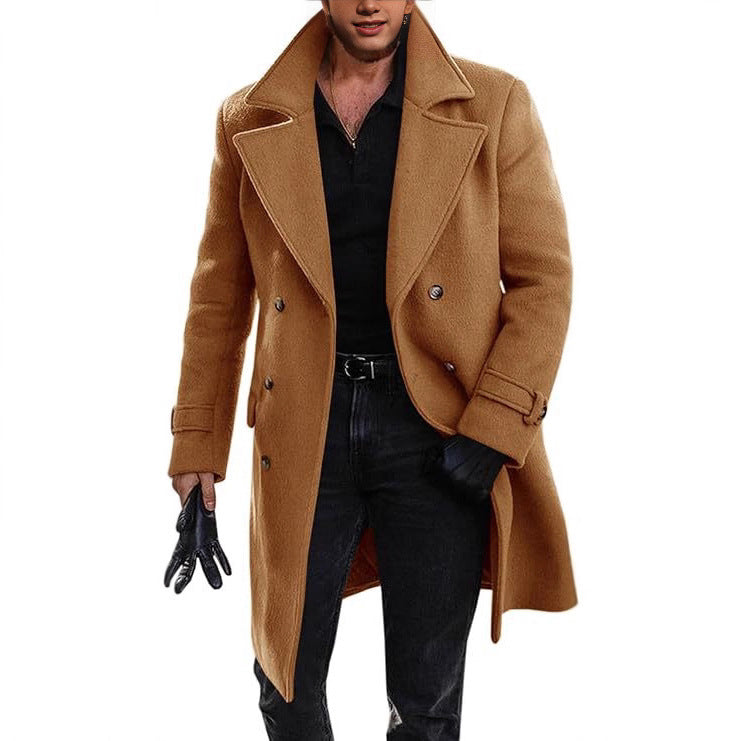 Herren eleganter Langmantel mit doppelter Knopfleiste Aliams
