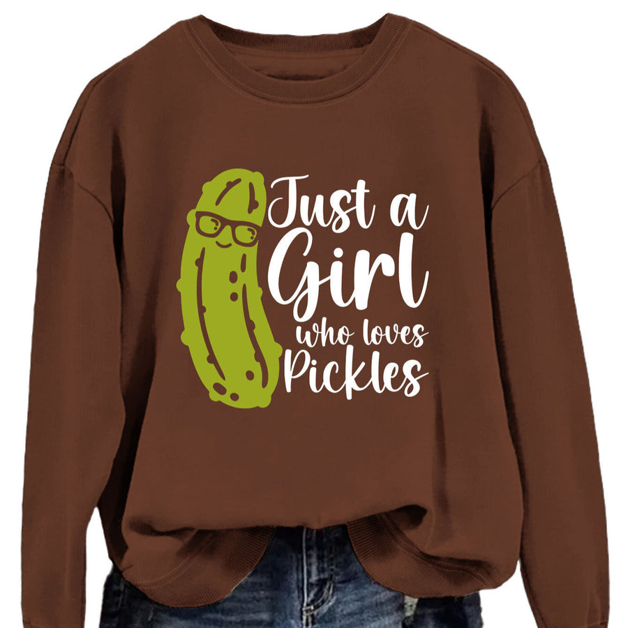 Damen Sweatshirt mit humorvollem Gurkenmotiv und lässigem Schnitt