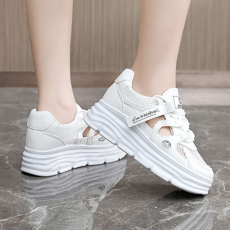 Damen Sportliche Plateau Sneakers mit atemberaubendem Design und verstellbarem Klettverschluss