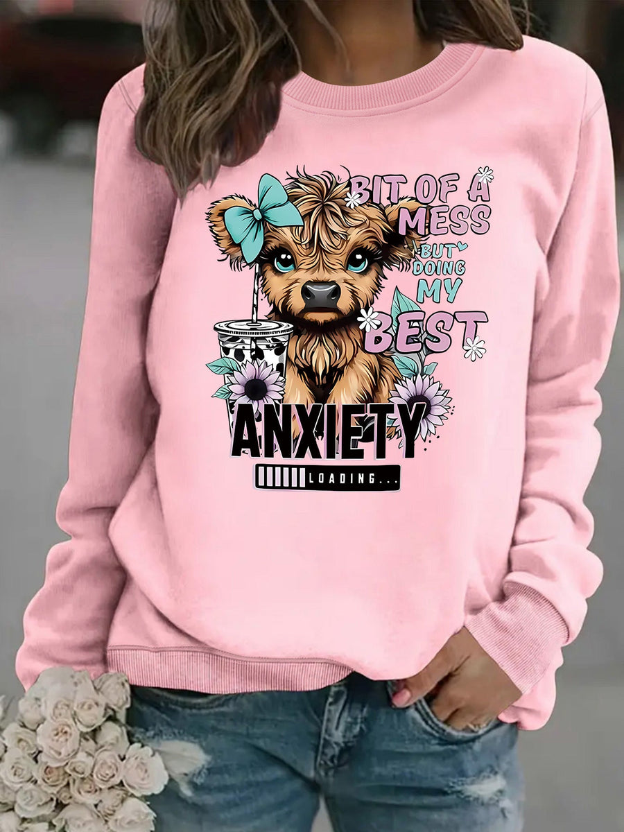 Damen Sweatshirt mit kreativem Hundedesign und inspirierendem Schriftzug