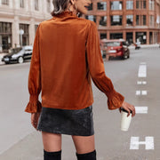 Damen elegante Bluse mit Rüschendetails und geschmeidigem Samt