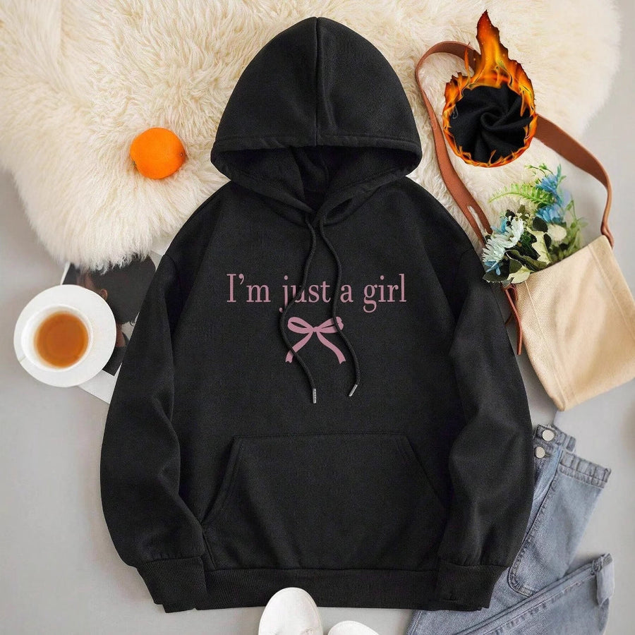 Damen Kapuzenpullover mit modernem Spruch und klassischem Schnitt