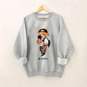 Damen Sweatshirt mit künstlerischem Bärendesign und lässigem Schnitt