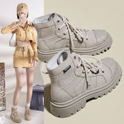 Damen Hochformat Sneaker aus robustem Textil mit trendiger Profilsohle Heidi-Mode