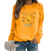 Damen Sweatshirt mit inspirierendem Motiv und Blumenverzierung