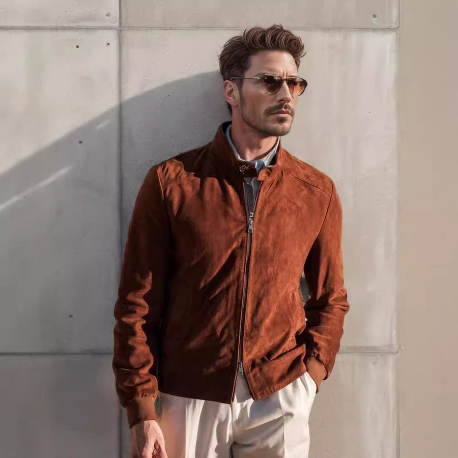 Herren elegante Wildleder-Bikerjacke Aliams