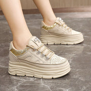 Damen Sportliche Plattform Sneakers mit Glitzer-Details und ergonomischer Dämpfung