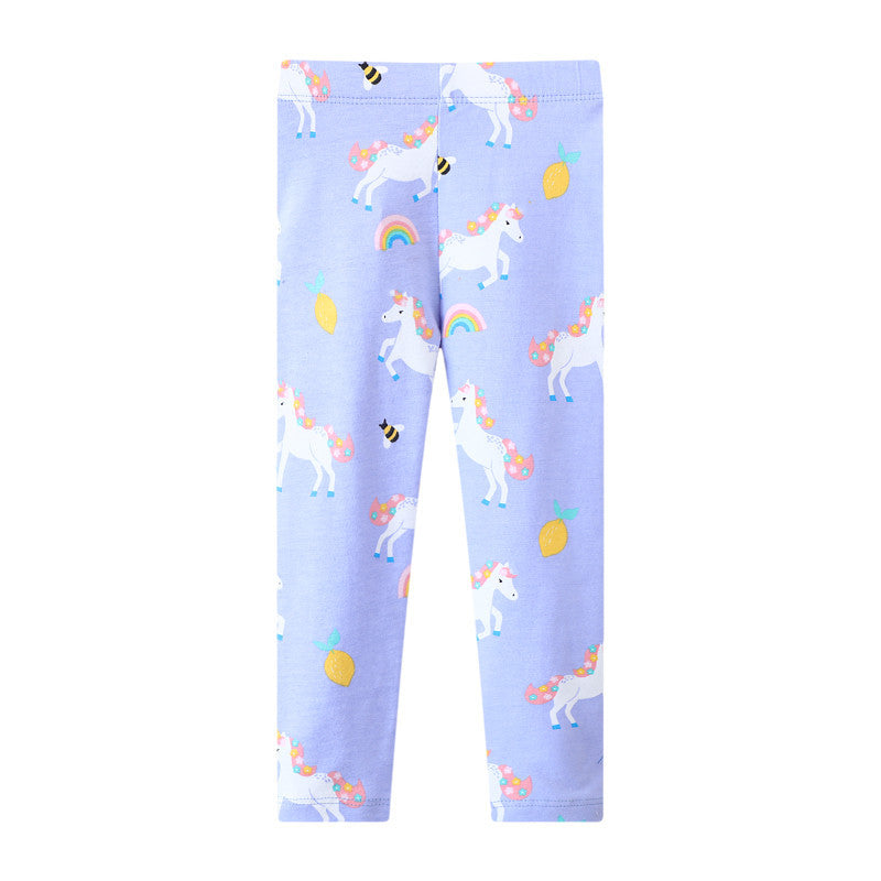 Mädchen Leggings mit fröhlichem Einhorn- und Obstmotiv Drune