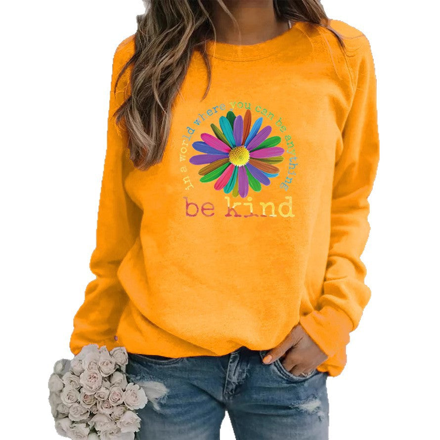 Damen Sweatshirt mit buntem motivierendem Blumen-Design und weicher Innenseite