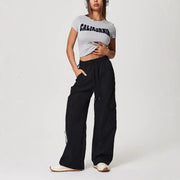Damen Cargo-Hose mit seitlichen Taschen und elastischem Bund