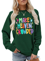 Damen Sweatshirt mit buntem Motiv und verspieltem Schriftzug
