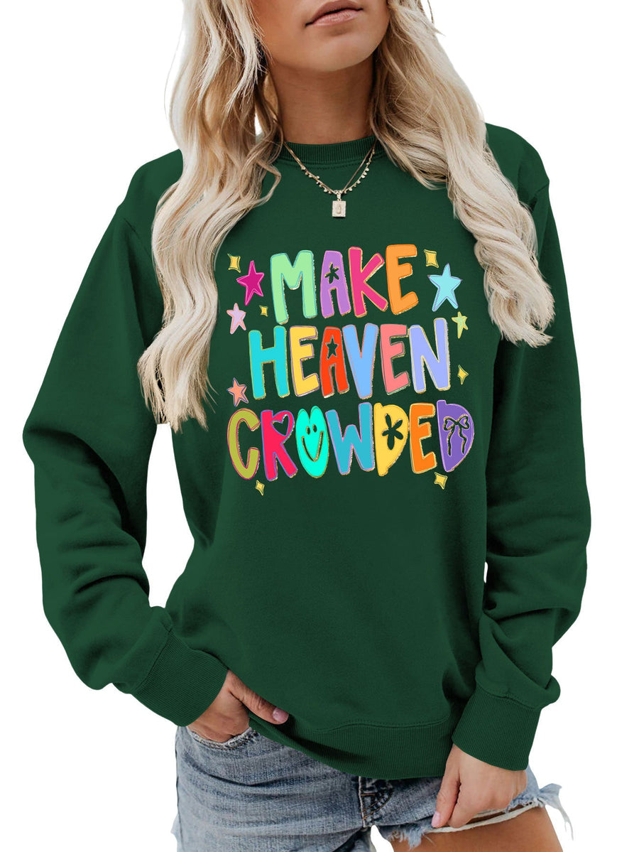 Damen Sweatshirt mit buntem Motiv und verspieltem Schriftzug