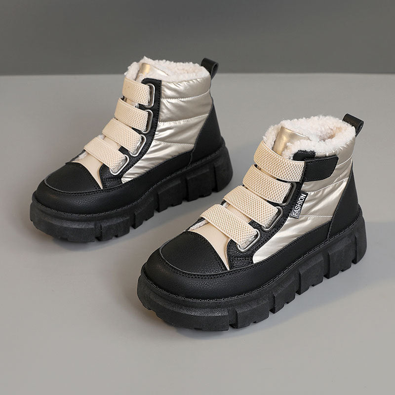 Damen Winterstiefel mit warmem Fleece-Futter und praktischen Klettverschlüssen
