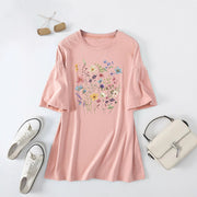 Damen lässiges Sommerblusenshirt mit floralem Druck