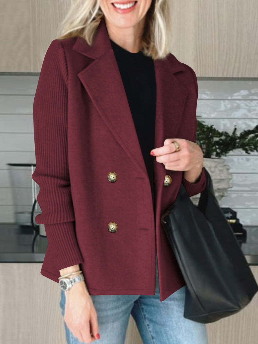 Damen eleganter Oversized-Blazer mit doppelter Knopfleiste und strukturiertem Ärmel
