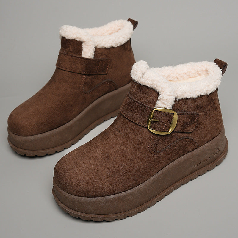 Damen Winterstiefel mit hochwertigem Fleece-Innenfutter und modischer Schnalle