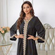 Damen Maxi-Kleid im eleganten Kaftan-Stil mit filigranen Verzierungen