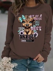 Damen Sweatshirt mit kreativem Hundedesign und inspirierendem Schriftzug