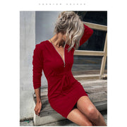 Damen sportliches Kleid mit Reißverschluss und regulierbarem Gürtel