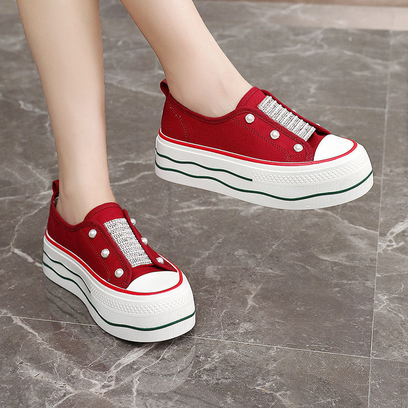 Damen trendige Slip-On Sneakers mit Glitzer-Applikationen