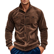 Herren cordjacke mit hochgeschlossenem Kragen und praktischen Pattentaschen Aliams