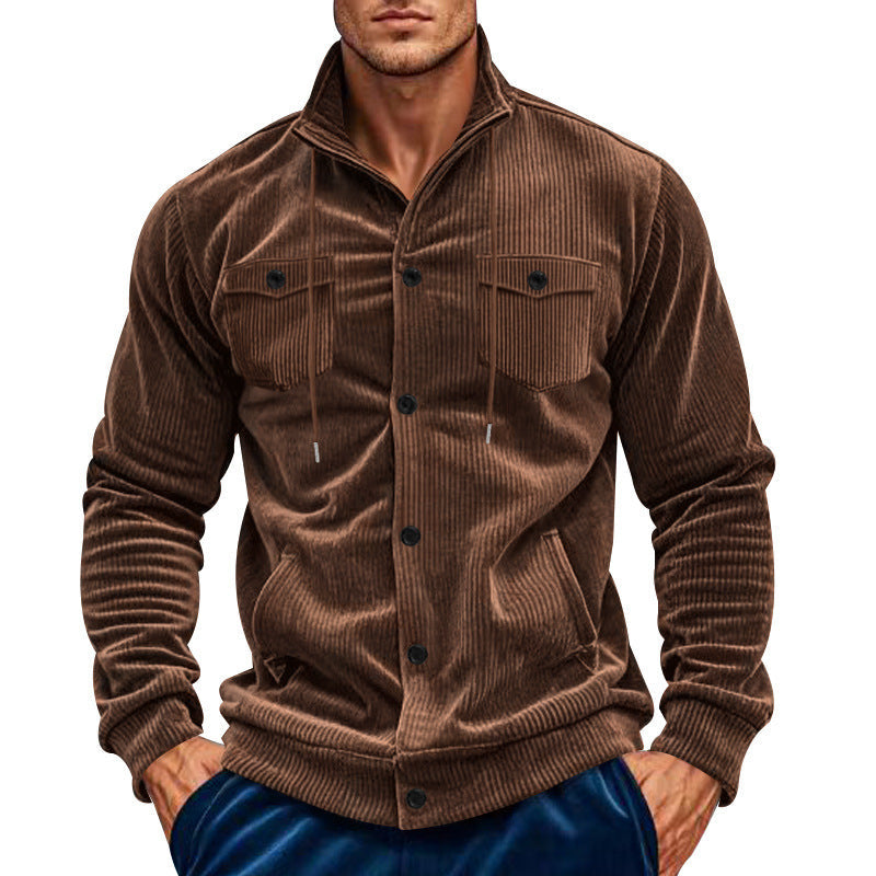 Herren cordjacke mit hochgeschlossenem Kragen und praktischen Pattentaschen Aliams
