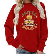 Damen Sweatshirt mit kreativem Kaffeebuch-Design