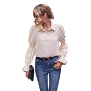 Damen elegante Bluse mit Puffärmeln und Struktur