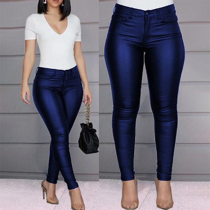 Damen figurbetonte High-Waist Hose