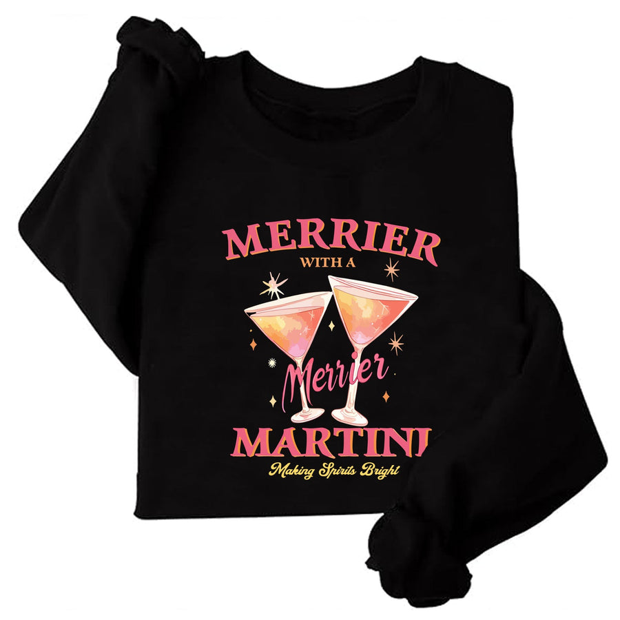 Damen Sweatshirt mit kreativem Cocktailmotiv und lässigem Schnitt