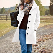 Damen elegante Wollmantel mit modernem Kragen und praktischen Taschen