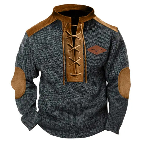 Herren vielseitiger Baumwollpullover mit strukturiertem Kragen Aliams
