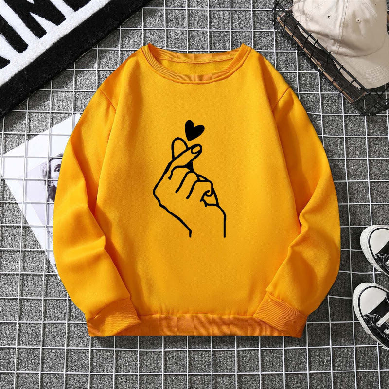 Damen Sweatshirt mit kreativem Handzeichen-Motiv und weichem Innenfutter