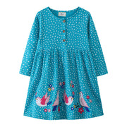 Mädchen Langarmkleid mit verspieltem Vogel-Design Drune
