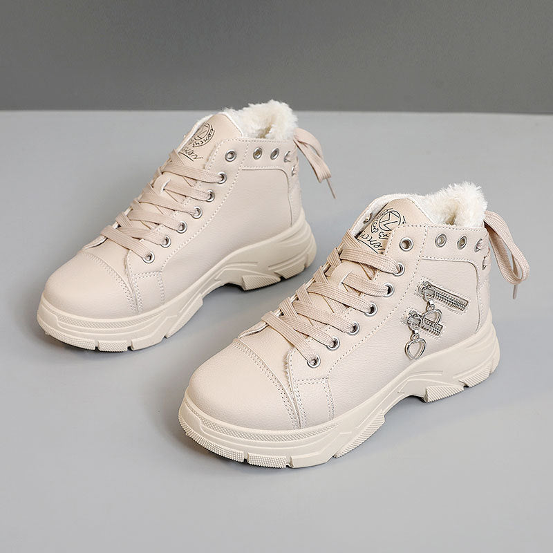 Damen modische High-Top Sneakers mit komfortablem Fleece-Futter und praktischem Reißverschluss