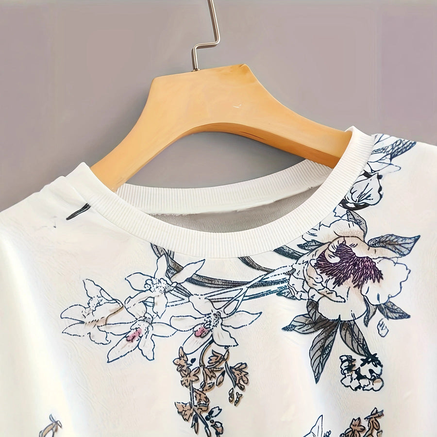 Damen Sweatshirt mit floralem Druck und relaxed Fit